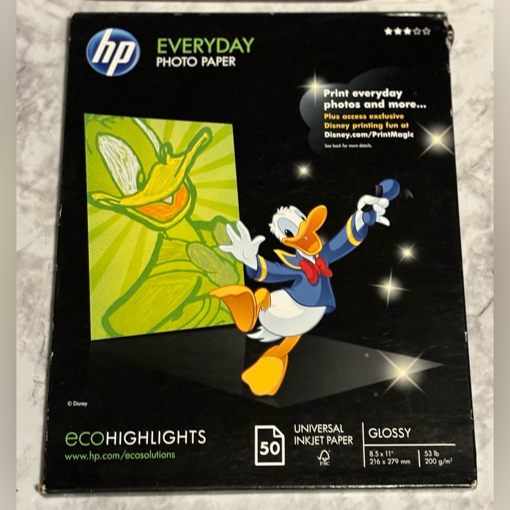 HP Everyday Glossy Photo Paper 50 Sheets 4 x 6 53 lb with Cut Tab Q5440A